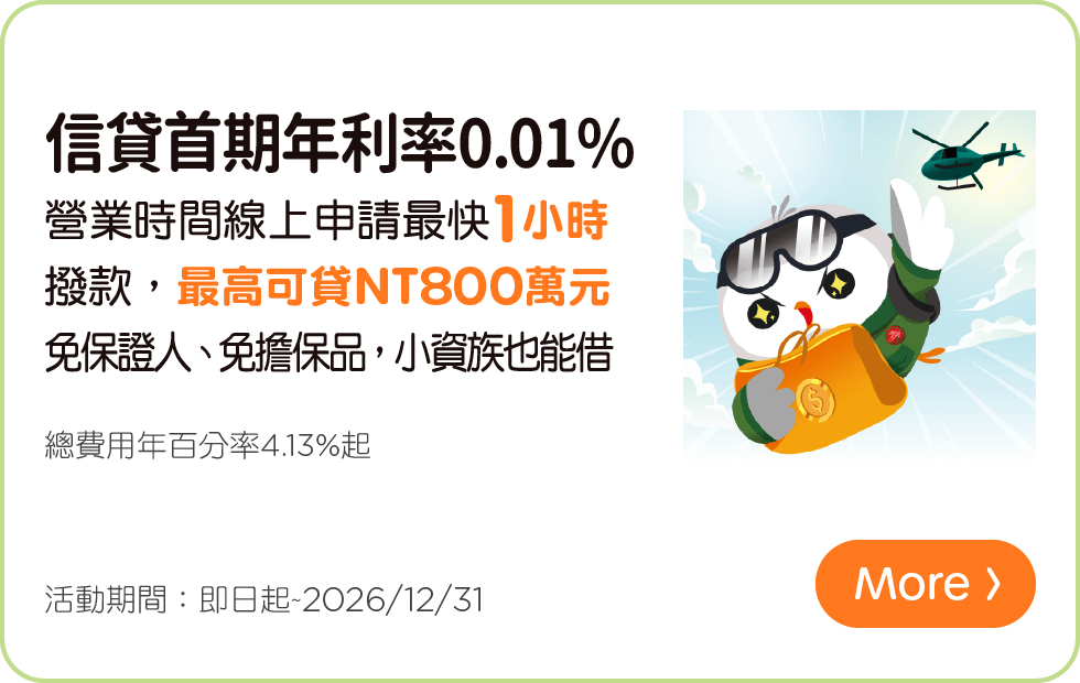 信貸首期年利率0.01%